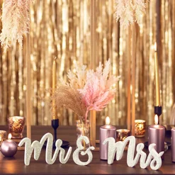 3D Mr & Mrs Træskilt Guld