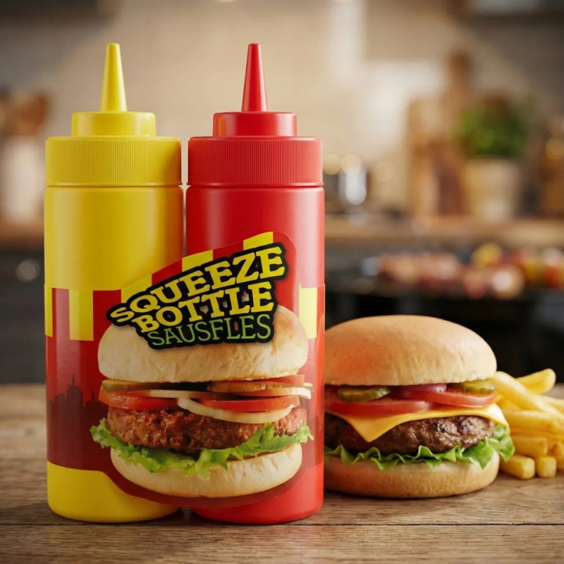 Dressingflasker Gul/Rød