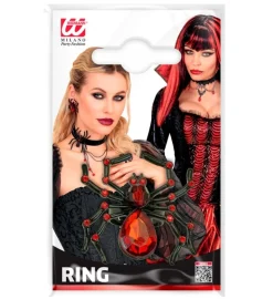 Edderkop Krystalring Rød
