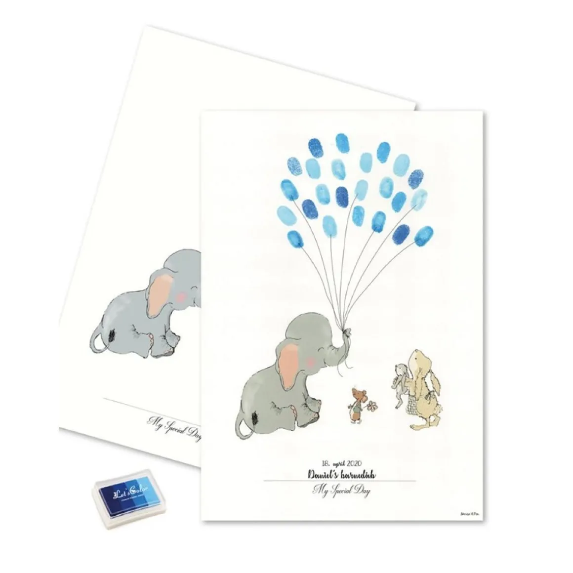 Elefant Fingeraftryk Plakat Blå