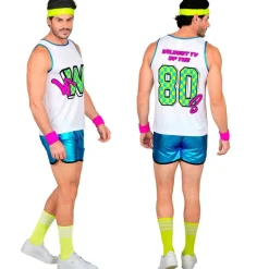 80'er Aerobic Herrekostume Blå