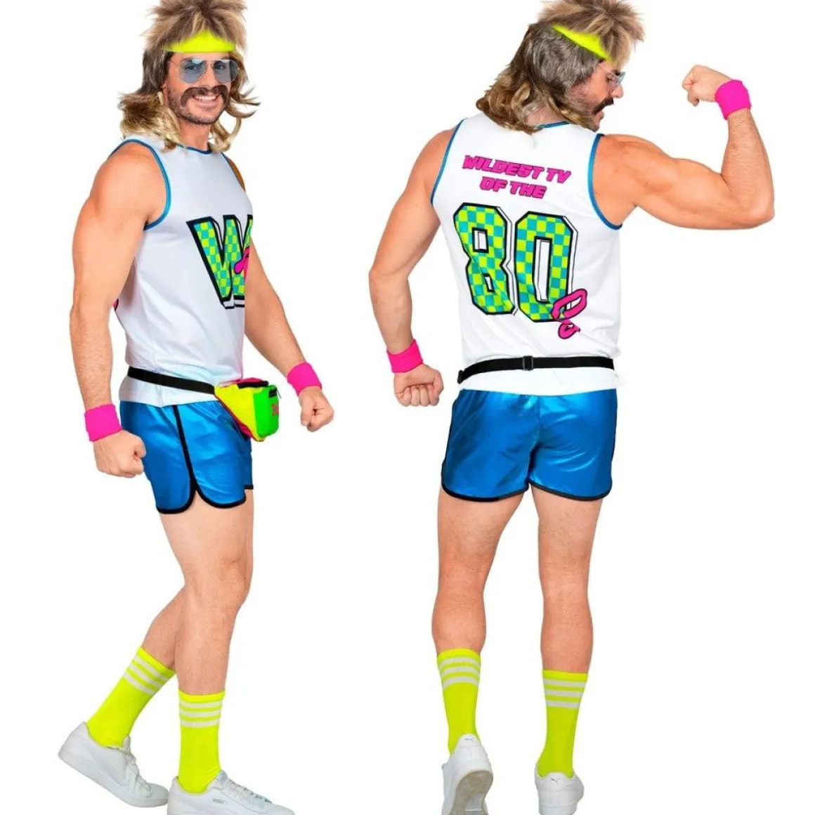 80'er Aerobic Herrekostume Blå