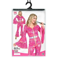 70'er Disko Jumpsuit Kostume Lyserød