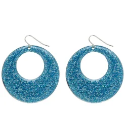 60'er Glitter Øreringe Blå
