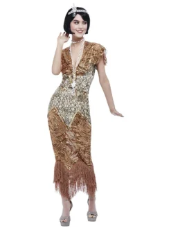 20'er Kjole Guld Deluxe Kostume