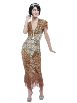 20'er Kjole Guld Deluxe Kostume