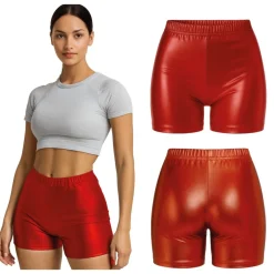 70'er Metalliske Shorts Rød
