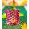 Facetteret Glas Lysestage Pink