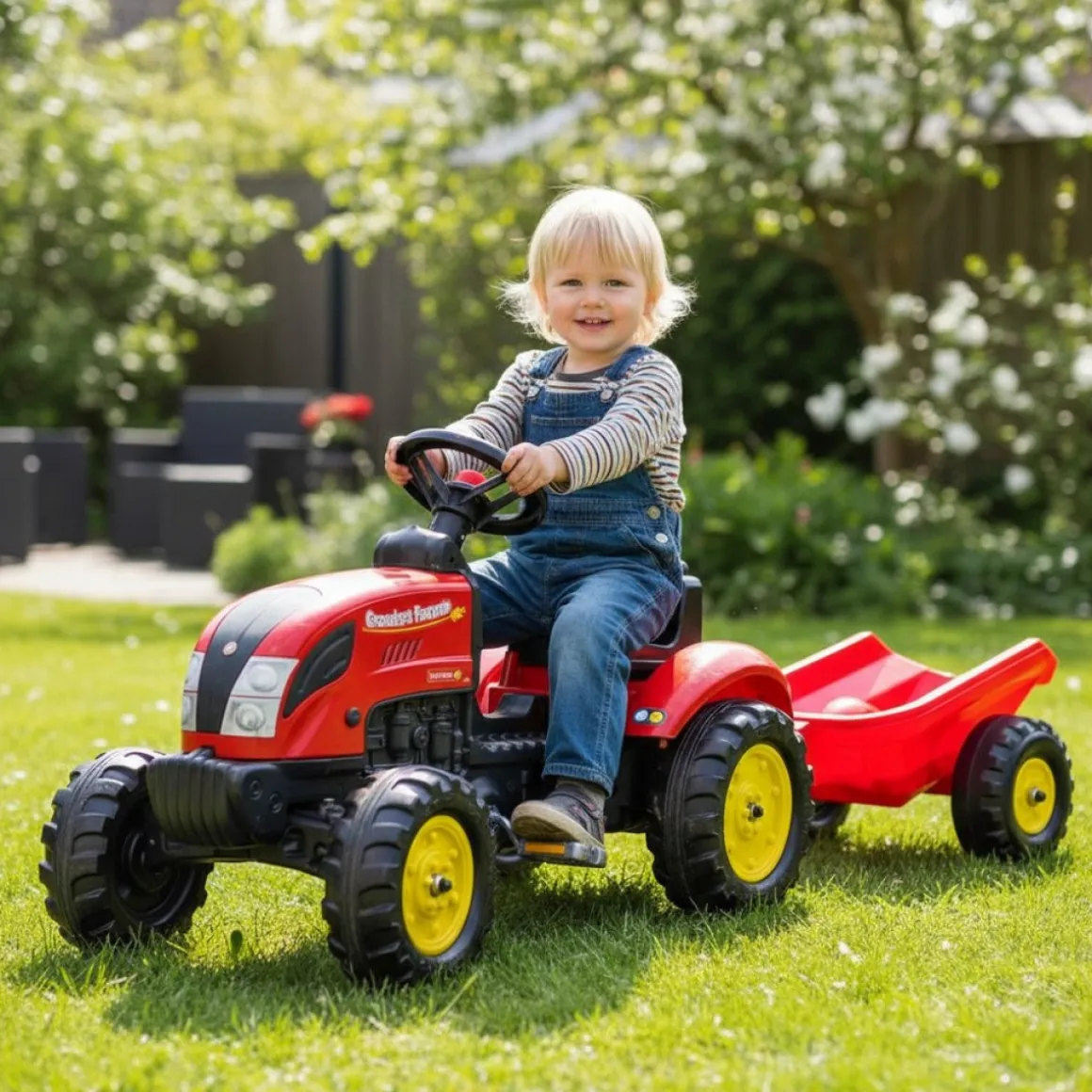 FALK® Pedaltraktor Med Trailer Rød