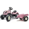 FALK® Pedaltraktor Med Trailer Lyserød
