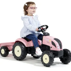 FALK® Pedaltraktor Med Trailer Lyserød