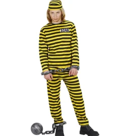 Fangedragt Sort/Gul Børnekostume