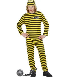 Fangedragt Sort/Gul Børnekostume