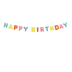 Filt Happy Birthday Guirlande Brun