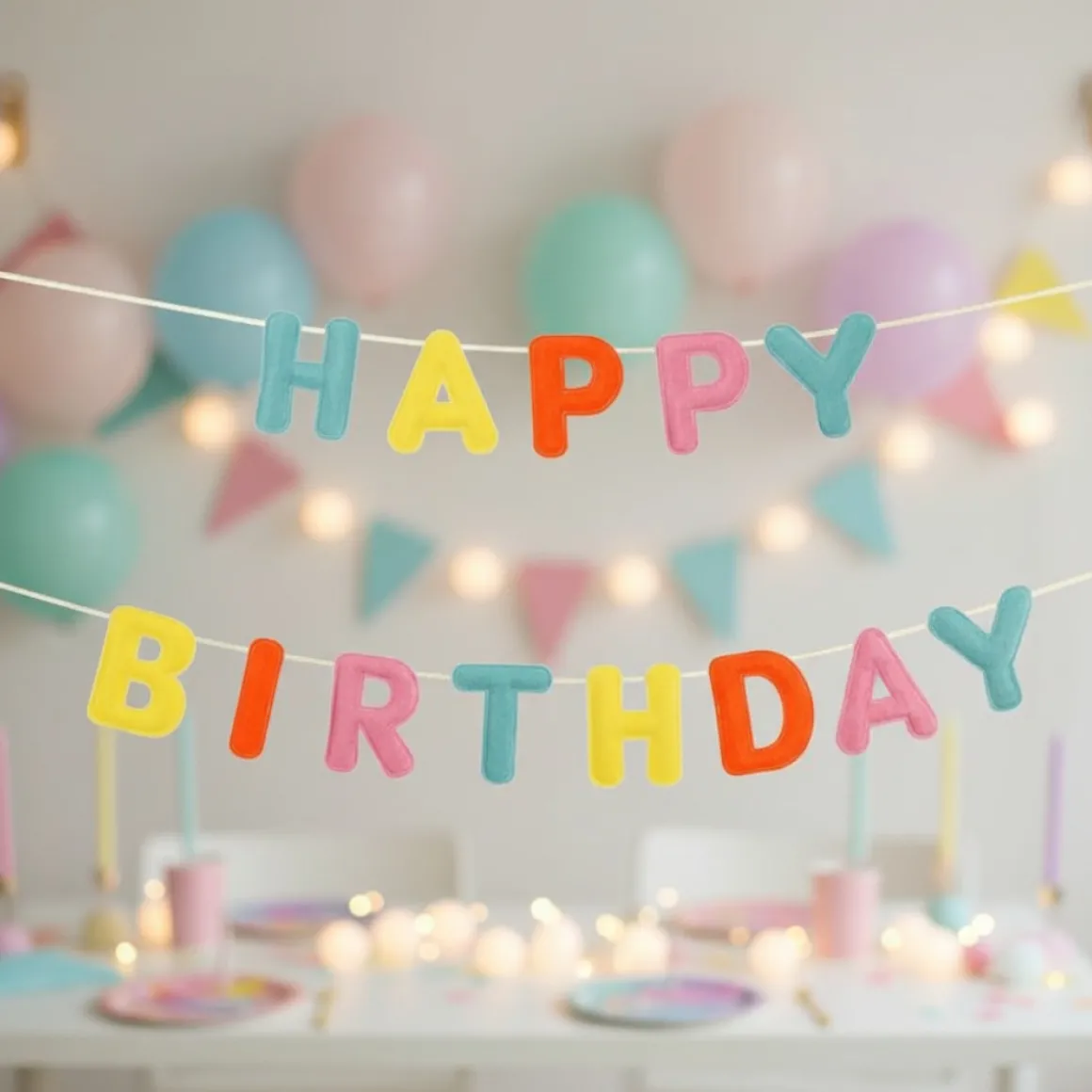 Filt Happy Birthday Guirlande Brun