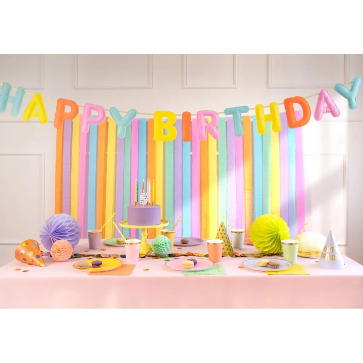 Filt Happy Birthday Guirlande Brun