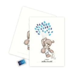 Fingeraftryk Plakat Bamse Blå A3