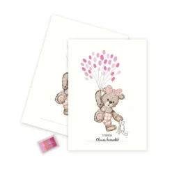 Fingeraftryk Plakat Bamse Lyserød A3