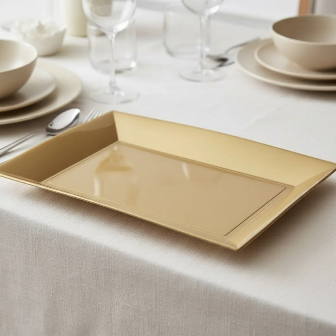 Firkantet Serveringsfade Guld