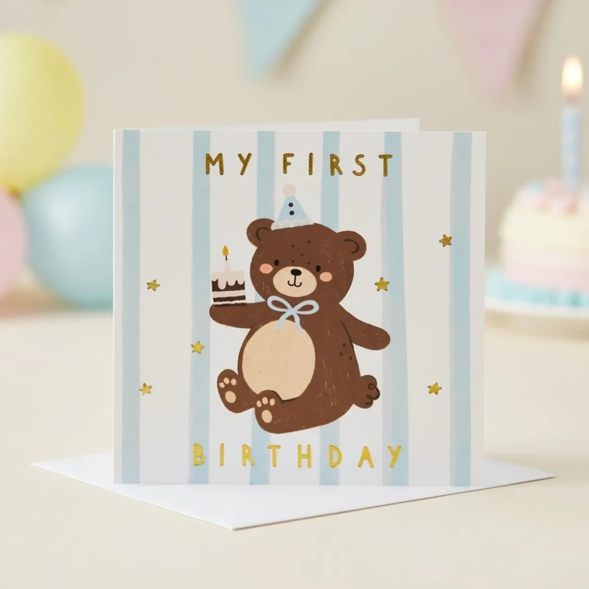 First Birthday Bamse Kort