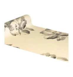 Floral Velour Bordløber Creme