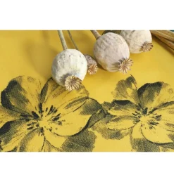 Floral Velour Bordløber Sennepsgul