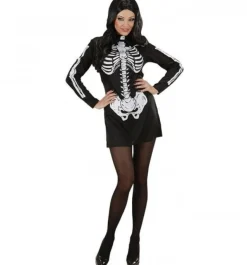 Forførende Skeletkjole Kostume