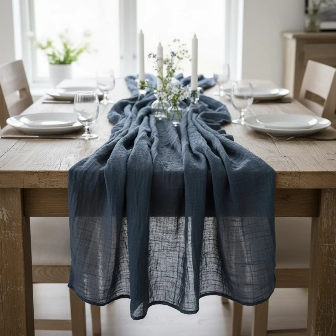 Gaze Bordløber Denimblå