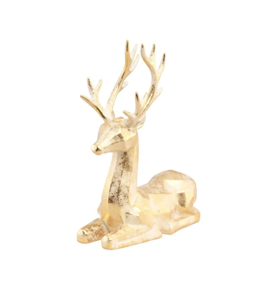Geometrisk Liggende Rensdyr Figur Guld