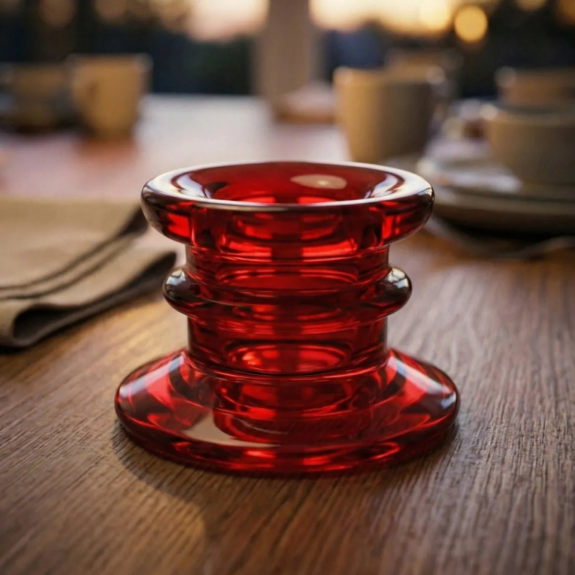 Glas Lysestage Rød