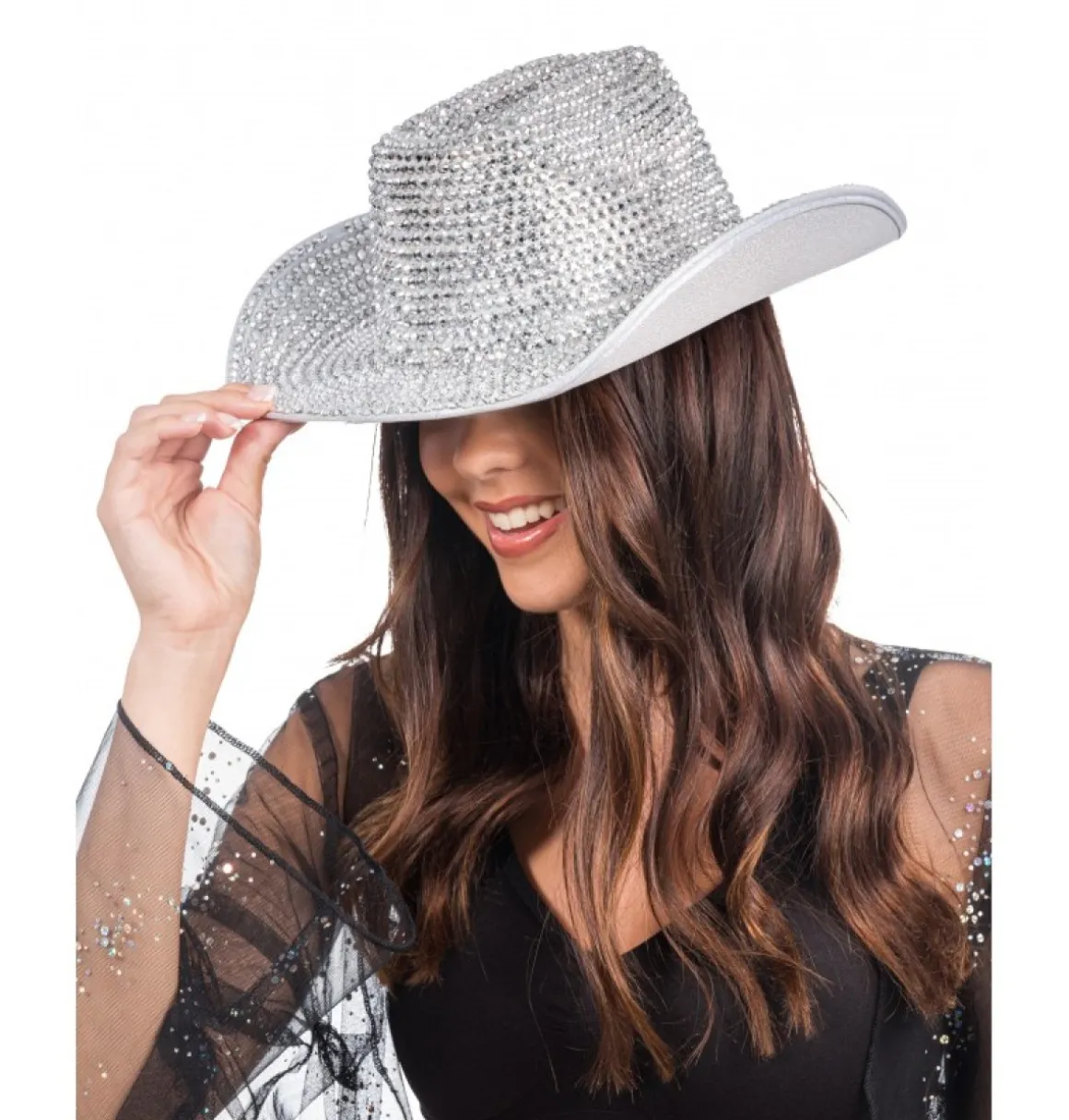 Glitter Cowboyhat Sølv