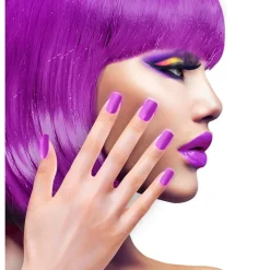 Glitter Negle Neonlilla