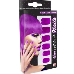 Glitter Negle Neonlilla