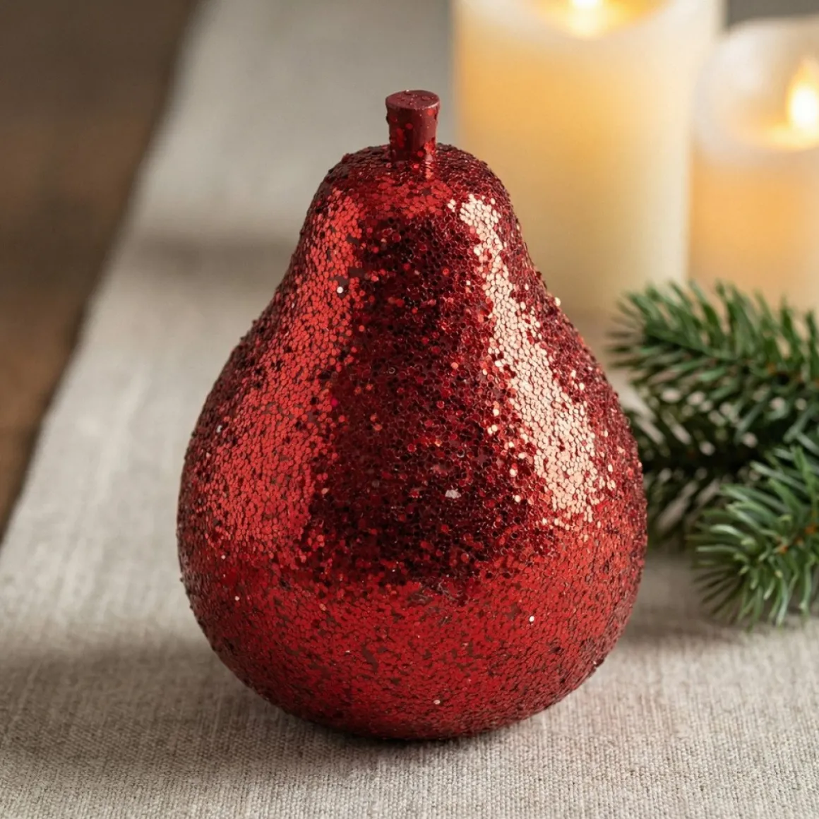 Glitter Pære Julepynt Rød