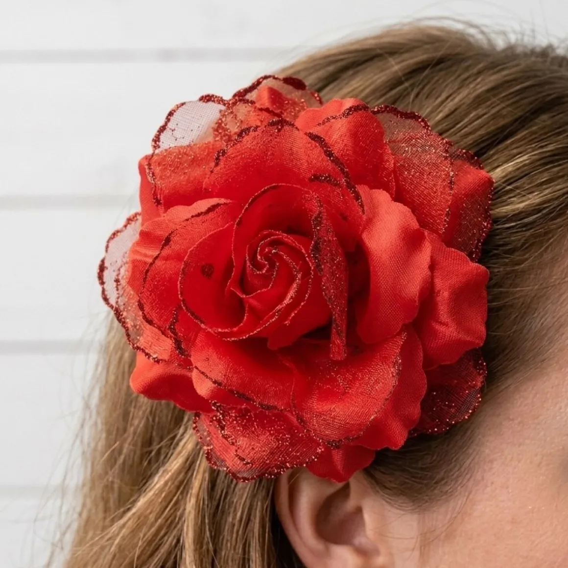 Glitter Rose Hårclips Rød