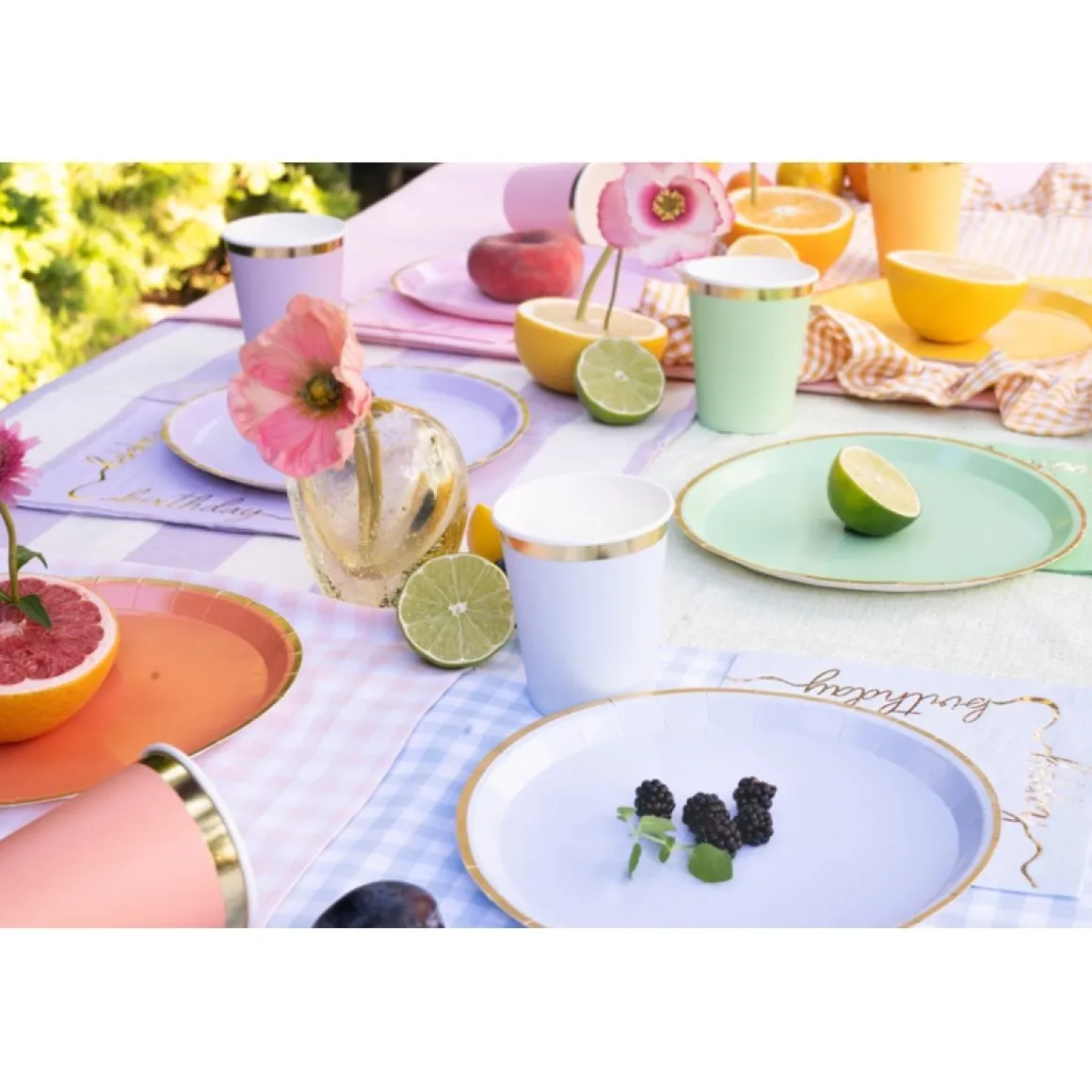 Guldkant Tallerkener Pastel Mix