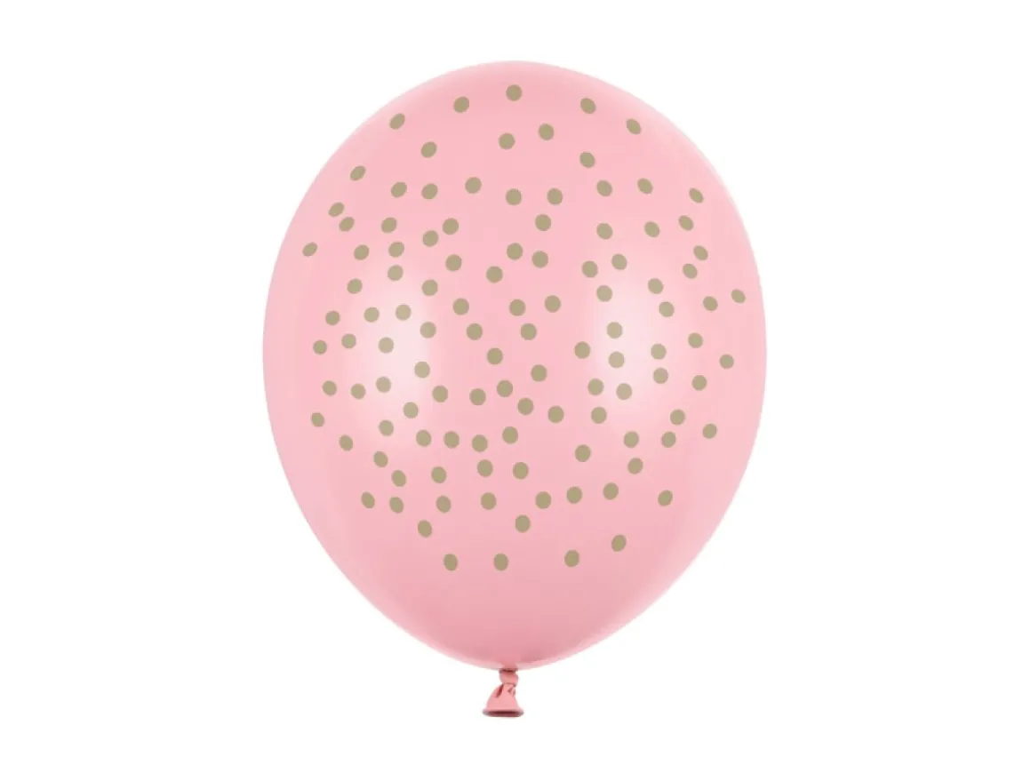 Guldprikkede Balloner Pastel Lyserød
