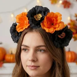Halloween Blomster Hårbøjle Sort/Orange
