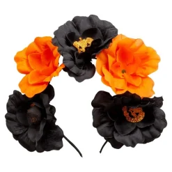 Halloween Blomster Hårbøjle Sort/Orange