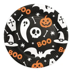 Halloween Boo Paptallerkener Sort/Hvid/Orange