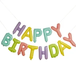 Happy Birthday Folieballonguirlande Pastel