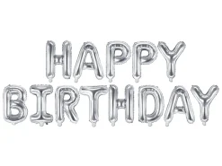 Happy Birthday Folieballoner Sølv