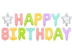 Happy Birthday Folieballon Multifarvet Pastel