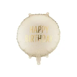 Happy Birthday Rund Folieballon Creme