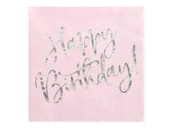 Happy Birthday Servietter Lyserød