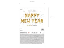 Happy New Year Folieballoner Guld