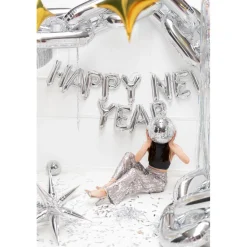 Happy New Year Folieballoner Sølv