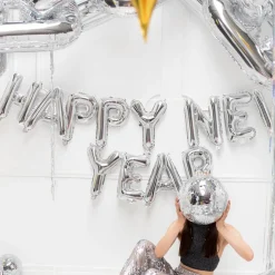 Happy New Year Folieballoner Sølv
