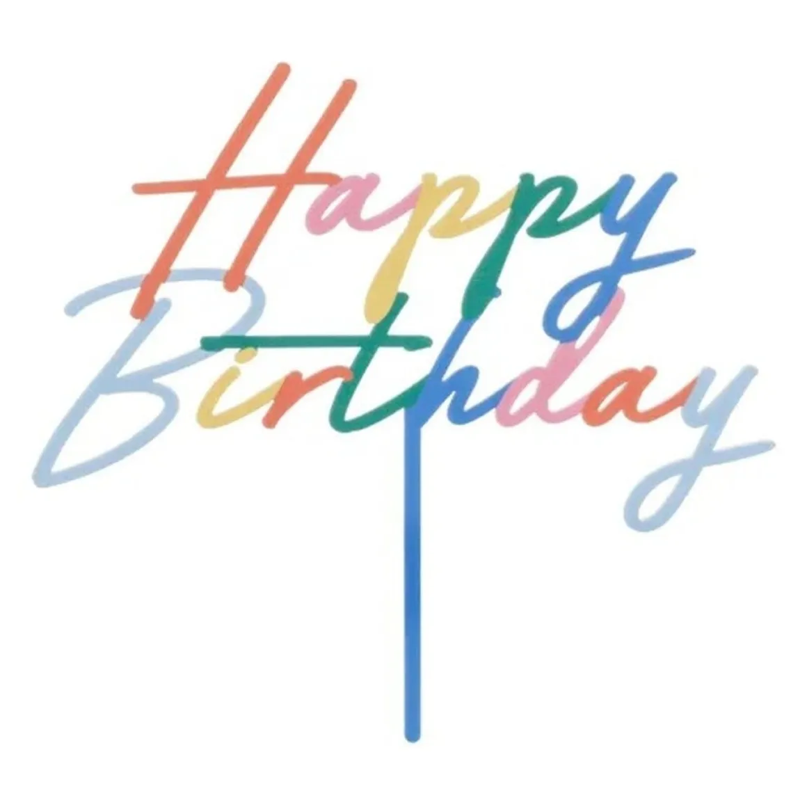 Happy Birthday Akryl Kagetopper Mat Multifarvet