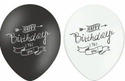 Happy Birthday Balloner Sort/Hvid